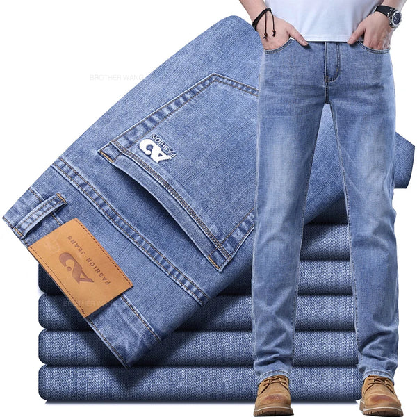 Spring and Summer Thin Men's Slim Jeans Stylish Casual Denim Pants